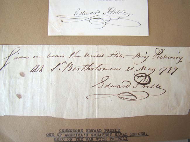 A RARE document signed in 1799 by EDWARD PREBLE, USN Commodore, Capt. of the USS Constitution, Hero of Tripoli and one of America's greatest Naval Heroes — image 3